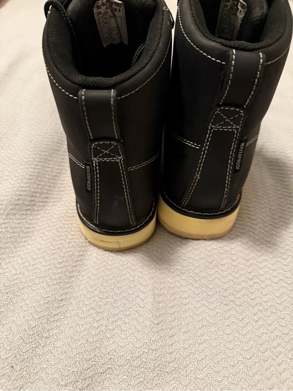 Black Moc Toe Work Boots with Cream Sole - BRUNT Marin 6inch w/ comp toe